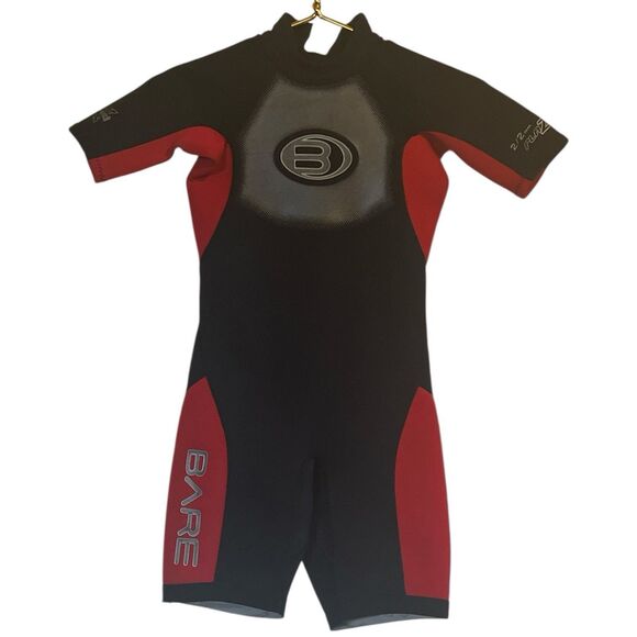 BARE Plazma 2/2mm Shorty Wetsuit Black Red Youth Medium 8/10 - Picture 1 of 10
